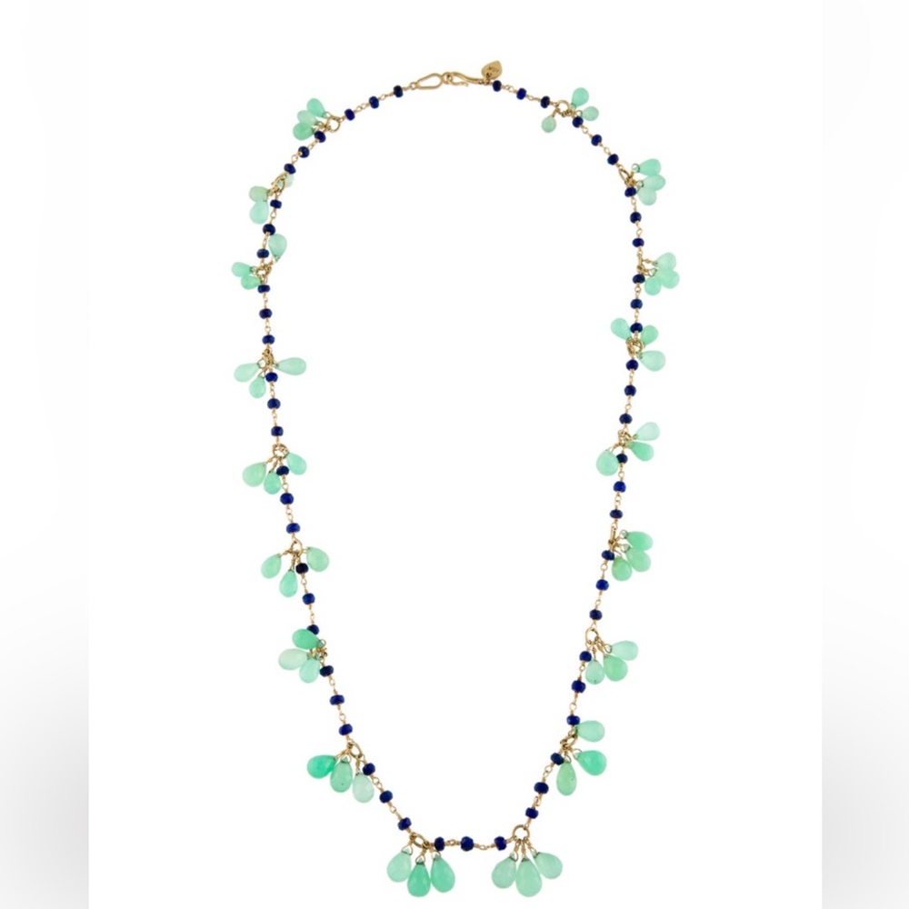 Vintage  ME&RO Chalcedony Lapis Luzali  18K necklace.